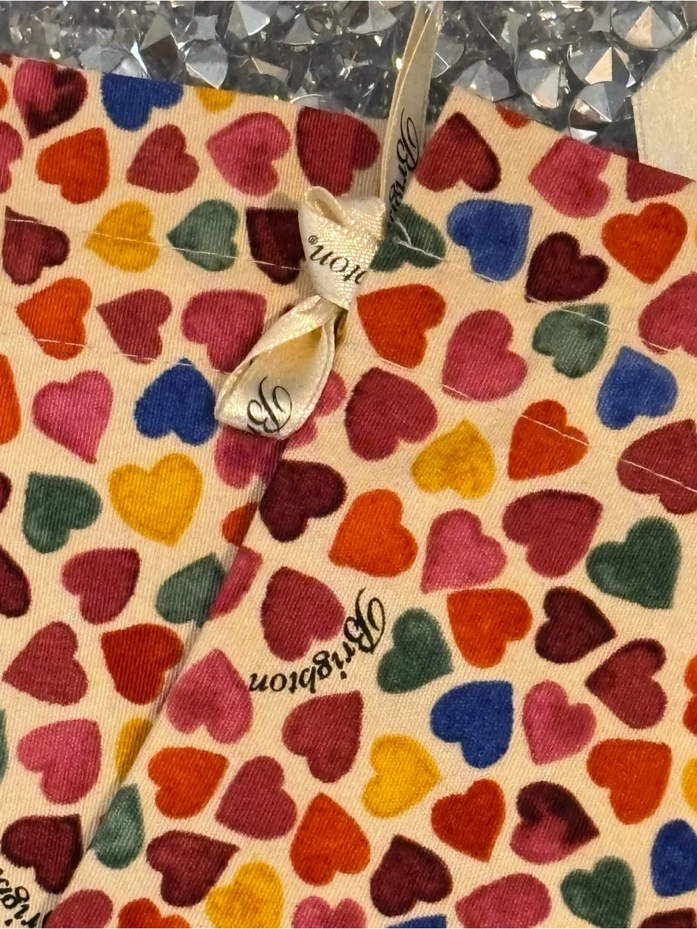 Brighton Set of 3 Colorful Heart Print Jewelry Dust Bags Pouches
